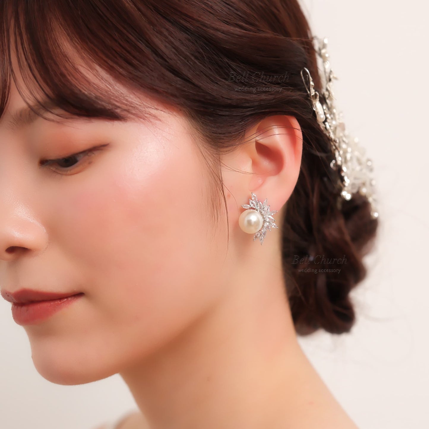 ウェディングピアス　イヤリング |パール キュービックジルコニア (BC-E23)【結婚式　アクセサリー　ピアス　イヤリング】