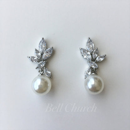 ウェディングピアス　イヤリング |パール キュービックジルコニア (BC-E24)【結婚式　アクセサリー　ピアス　イヤリング】