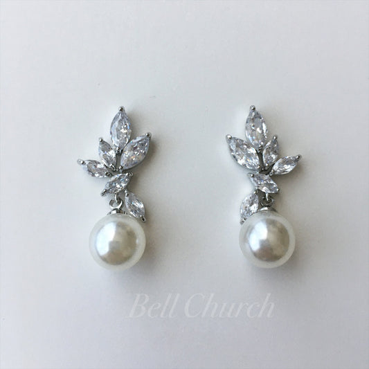 ウェディングピアス　イヤリング |パール キュービックジルコニア (BC-E24)【結婚式　アクセサリー　ピアス　イヤリング】