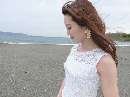 ウェディングピアス　イヤリング |お花モチーフ｜ゴールド (BC-E26)【結婚式　アクセサリー　ピアス　イヤリング】