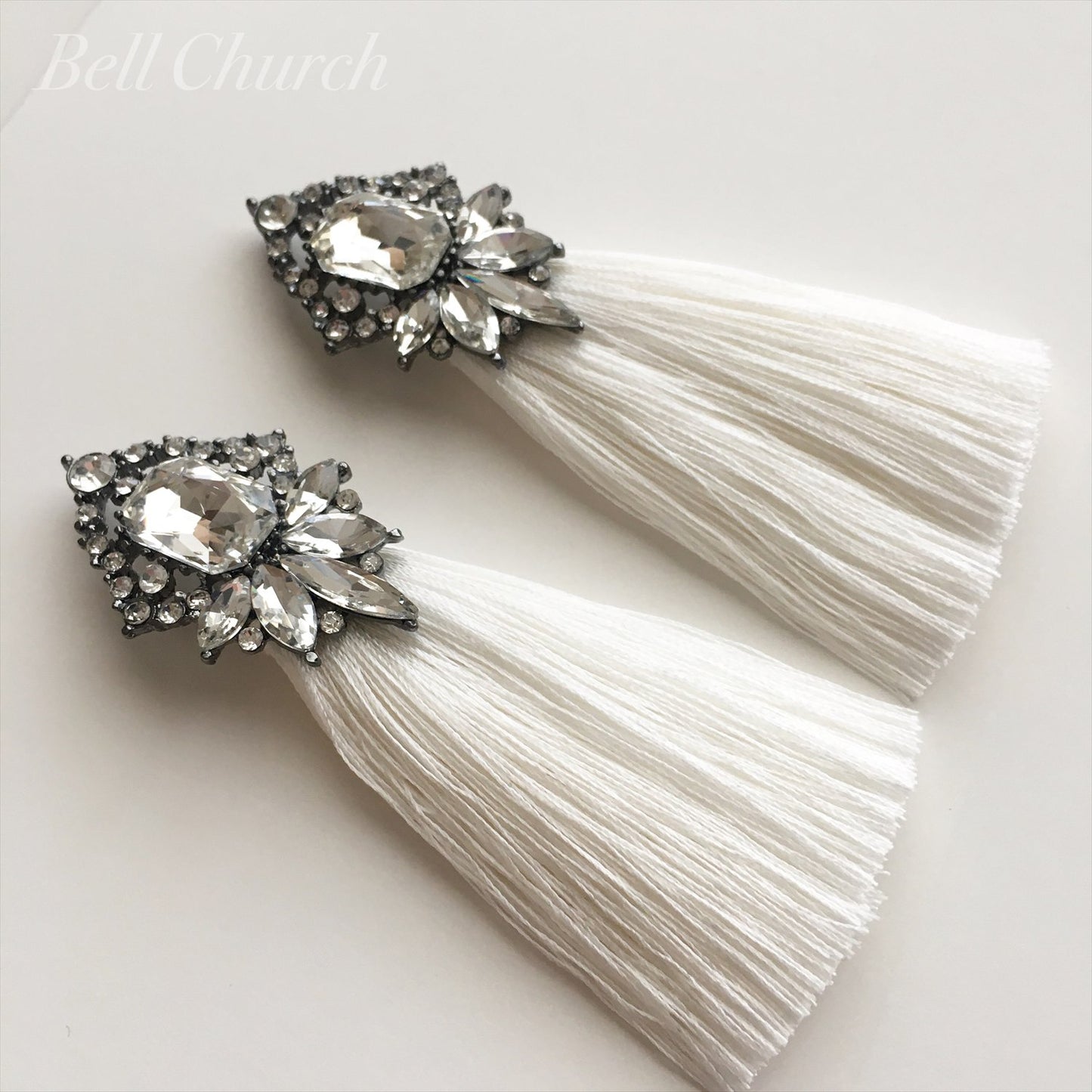 タッセルピアス　イヤリング |クリスタル ジルコニア｜シルバー ホワイト (BC-E29)｜ウェディングアクセサリー【結婚式　アクセサリー　ピアス　イヤリング】