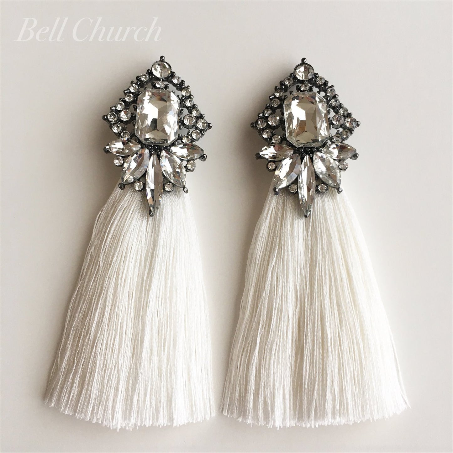 タッセルピアス　イヤリング |クリスタル ジルコニア｜シルバー ホワイト (BC-E29)｜ウェディングアクセサリー【結婚式　アクセサリー　ピアス　イヤリング】
