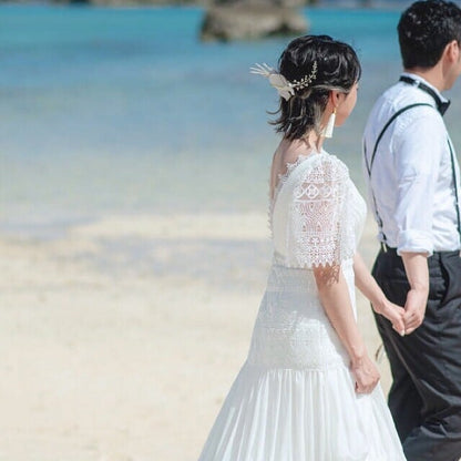タッセルピアス　イヤリング |ホワイト ゴールド (BC-E30)｜ウェディングアクセサリー【結婚式　アクセサリー　ピアス　イヤリング】