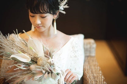 タッセルピアス　イヤリング |ホワイト ゴールド (BC-E30)｜ウェディングアクセサリー【結婚式　アクセサリー　ピアス　イヤリング】