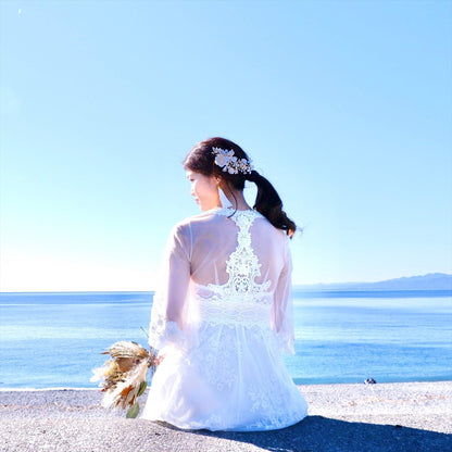 タッセルピアス　イヤリング |ホワイト ゴールド (BC-E30)｜ウェディングアクセサリー【結婚式　アクセサリー　ピアス　イヤリング】
