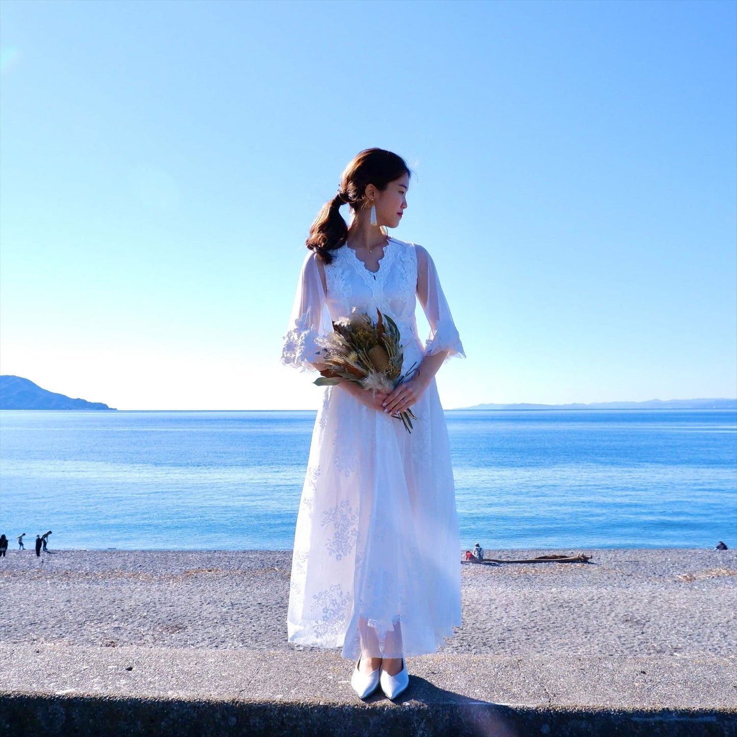 タッセルピアス　イヤリング |ホワイト ゴールド (BC-E30)｜ウェディングアクセサリー【結婚式　アクセサリー　ピアス　イヤリング】