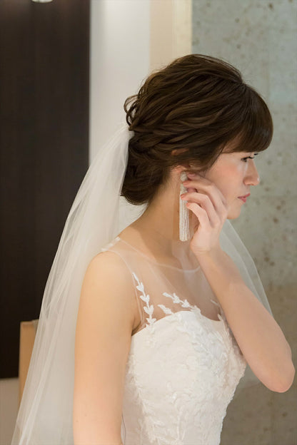 ビーズタッセルピアス　イヤリング | ベージュ (BC-E33)｜ウェディングアクセサリー【結婚式　アクセサリー　ピアス　イヤリング】