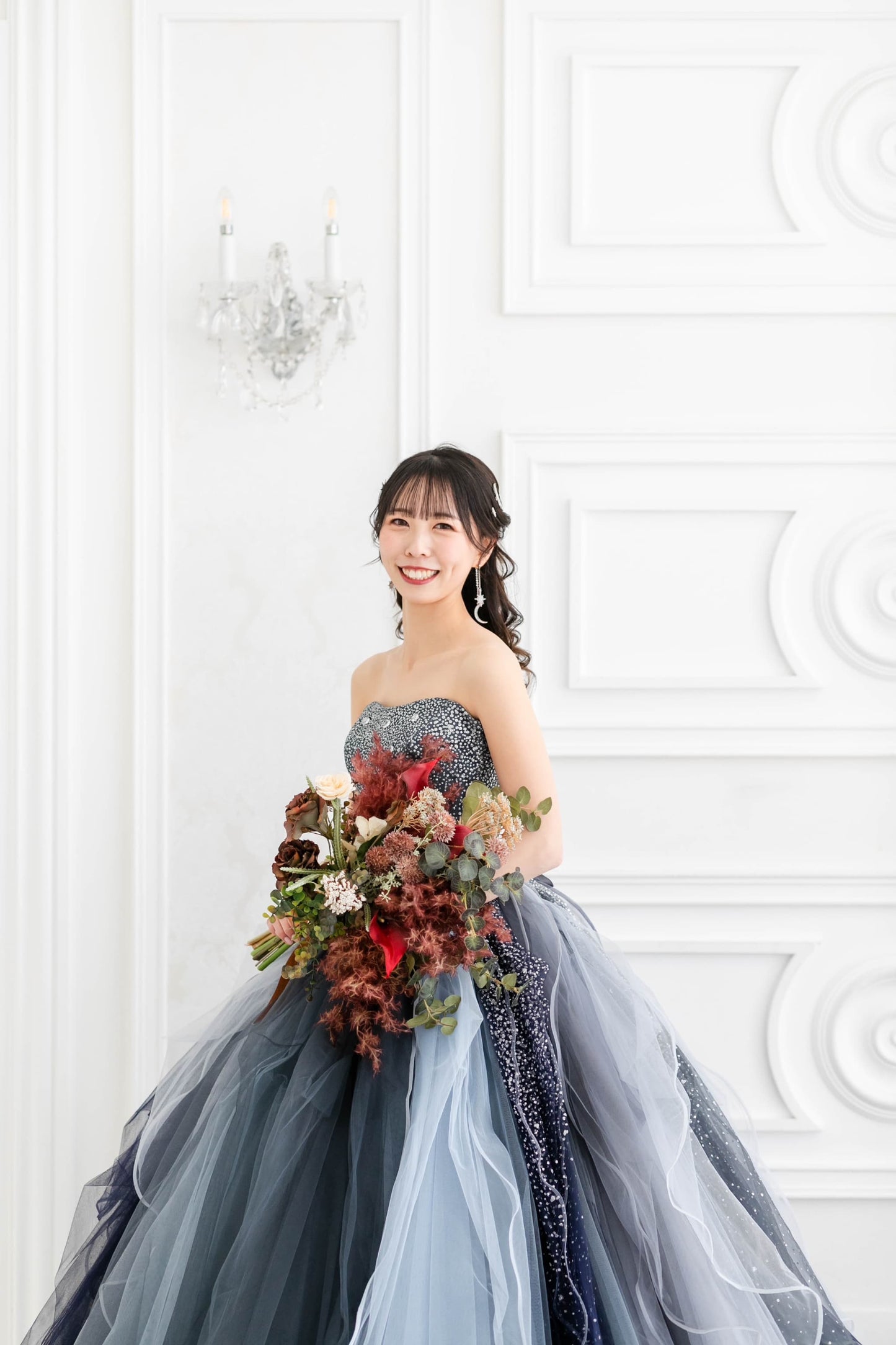 ウェディングピアス　イヤリング |星 月 モチーフ｜シルバー (BC-E35)【結婚式　アクセサリー　ピアス　イヤリング】