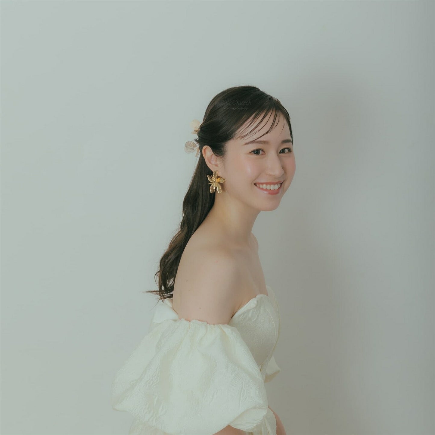 ウェディングピアス　イヤリング |お花モチーフ｜ゴールド (BC-E38)【結婚式　アクセサリー　ピアス　イヤリング】