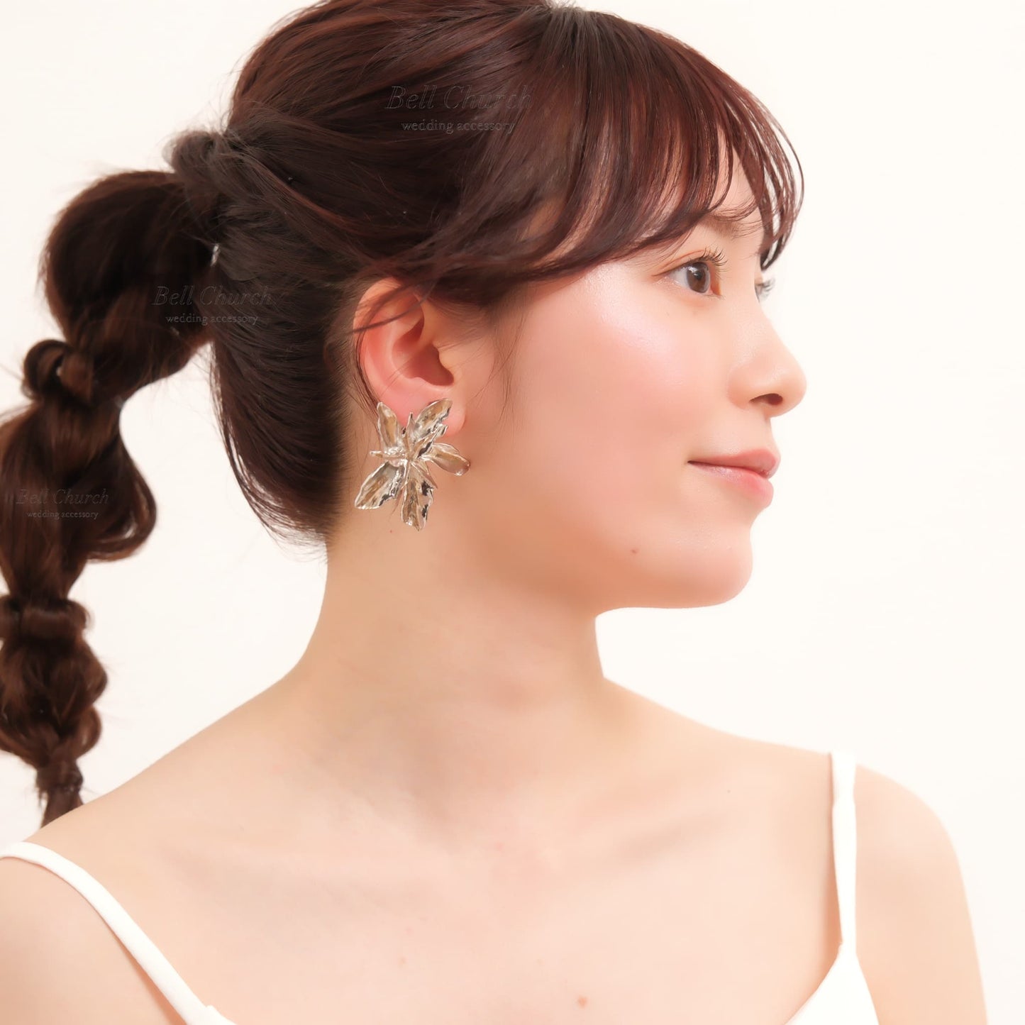 ウェディングピアス　イヤリング |お花モチーフ｜シルバー (BC-E39)【結婚式　アクセサリー　ピアス　イヤリング】