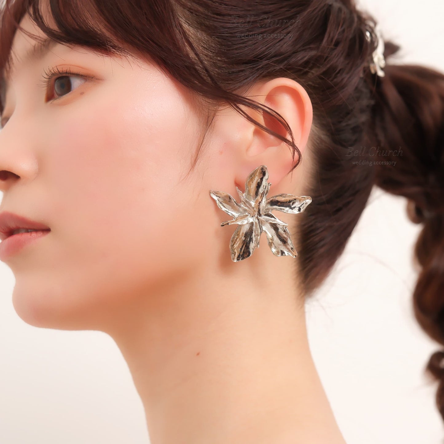 ウェディングピアス　イヤリング |お花モチーフ｜シルバー (BC-E39)【結婚式　アクセサリー　ピアス　イヤリング】