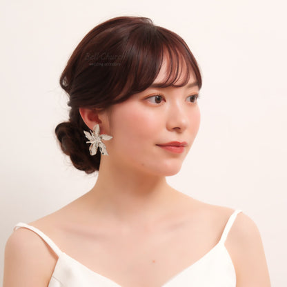 ウェディングピアス　イヤリング |お花モチーフ｜シルバー (BC-E39)【結婚式　アクセサリー　ピアス　イヤリング】