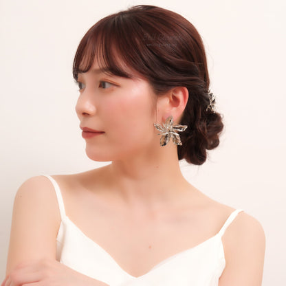 ウェディングピアス　イヤリング |お花モチーフ｜シルバー (BC-E39)【結婚式　アクセサリー　ピアス　イヤリング】