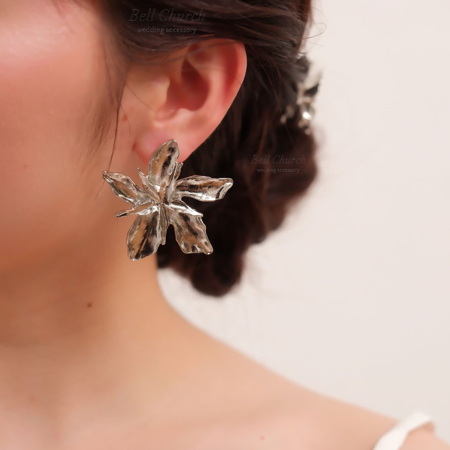 ウェディングピアス　イヤリング |お花モチーフ｜シルバー (BC-E39)【結婚式　アクセサリー　ピアス　イヤリング】