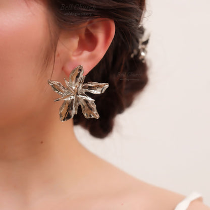 ウェディングピアス　イヤリング |お花モチーフ｜シルバー (BC-E39)【結婚式　アクセサリー　ピアス　イヤリング】