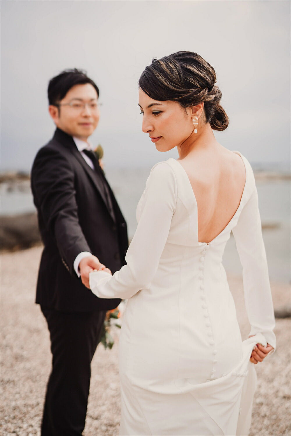 ウェディングピアス　イヤリング |バロックパール｜ゴールド 槌目模様 (BC-E41)【結婚式　アクセサリー　ピアス　イヤリング】