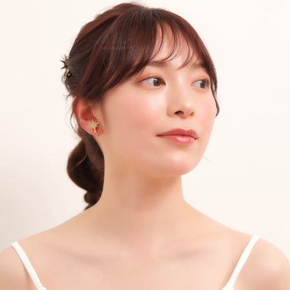 ウェディングピアス　イヤリング |星 月モチーフ｜キュービックジルコニア｜ゴールド (BC-E42)【結婚式　アクセサリー　ピアス　イヤリング】