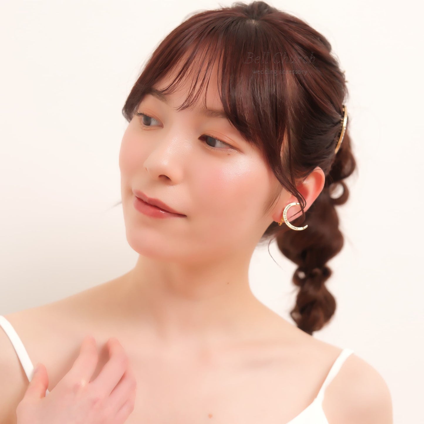ウェディングピアス　イヤリング |星 月モチーフ｜キュービックジルコニア｜ゴールド (BC-E42)【結婚式　アクセサリー　ピアス　イヤリング】