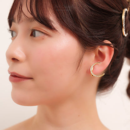 ウェディングピアス　イヤリング |星 月モチーフ｜キュービックジルコニア｜ゴールド (BC-E42)【結婚式　アクセサリー　ピアス　イヤリング】