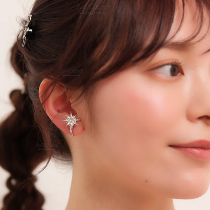 ウェディングピアス　イヤリング |星 月モチーフ｜キュービックジルコニア｜シルバー (BC-E43)【結婚式　アクセサリー　ピアス　イヤリング】