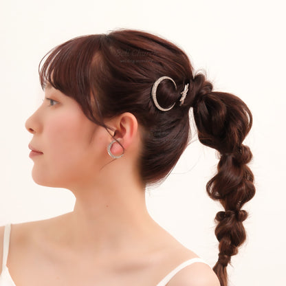 ウェディングピアス　イヤリング |星 月モチーフ｜キュービックジルコニア｜シルバー (BC-E43)【結婚式　アクセサリー　ピアス　イヤリング】
