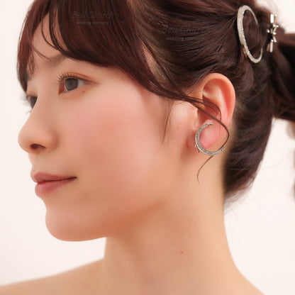 ウェディングピアス　イヤリング |星 月モチーフ｜キュービックジルコニア｜シルバー (BC-E43)【結婚式　アクセサリー　ピアス　イヤリング】