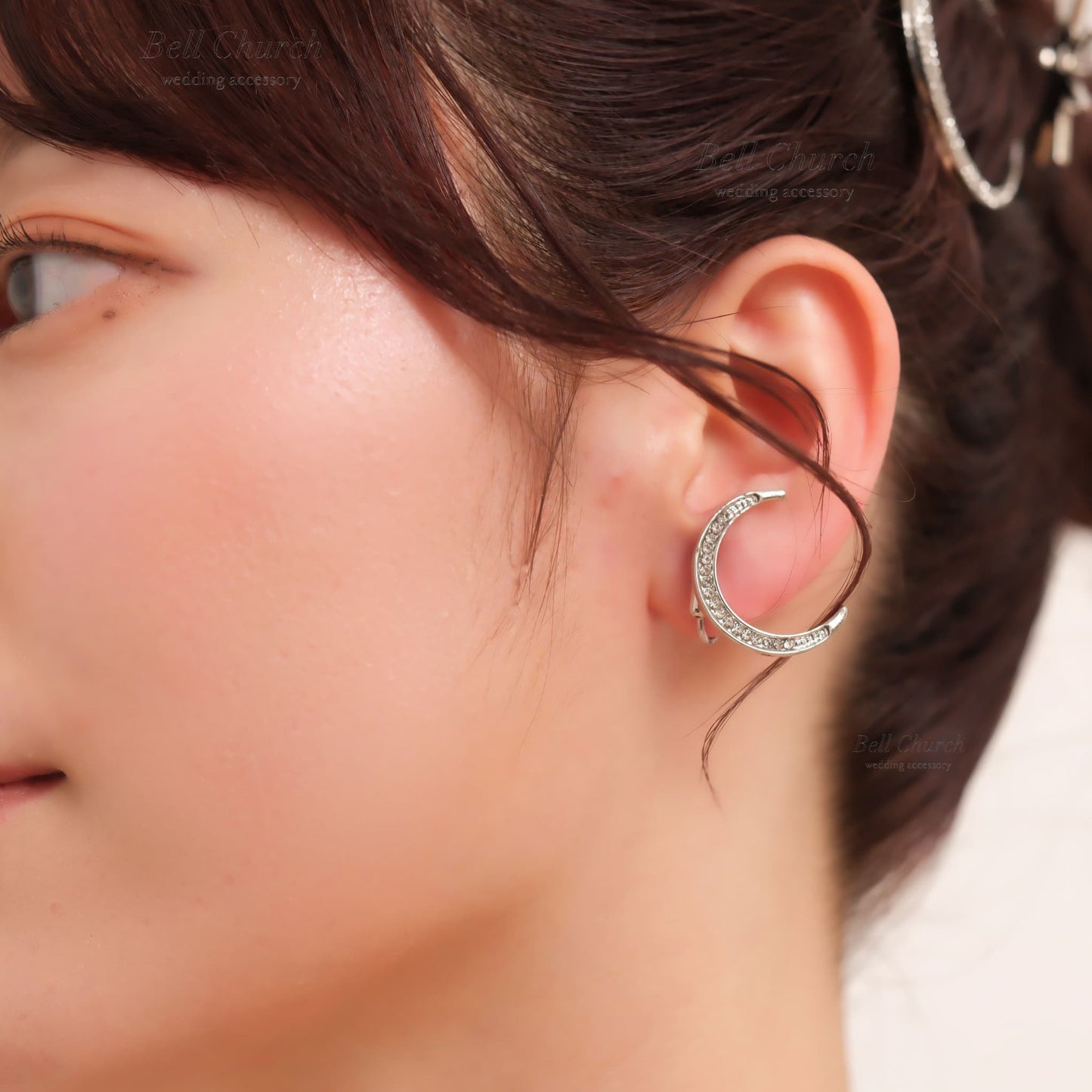 ウェディングピアス　イヤリング |星 月モチーフ｜キュービックジルコニア｜シルバー (BC-E43)【結婚式　アクセサリー　ピアス　イヤリング】