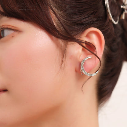 ウェディングピアス　イヤリング |星 月モチーフ｜キュービックジルコニア｜シルバー (BC-E43)【結婚式　アクセサリー　ピアス　イヤリング】