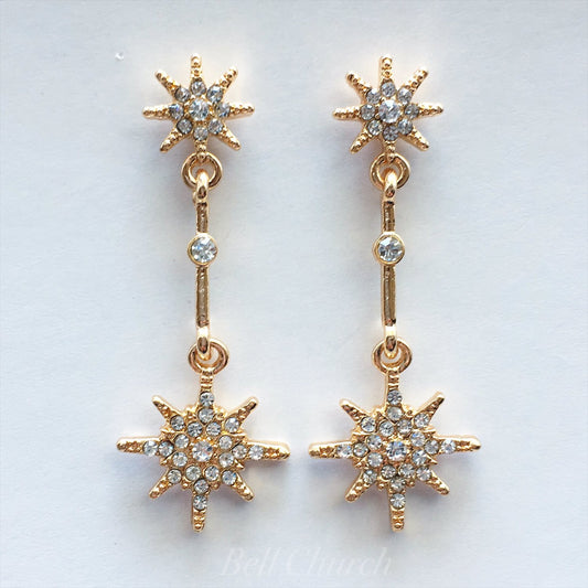 ウェディングピアス　イヤリング |星モチーフ｜キュービックジルコニア｜ゴールド (BC-E44)【結婚式　アクセサリー　ピアス　イヤリング】