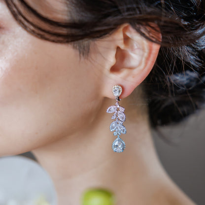 ブライダルピアス　イヤリング |キュービックジルコニア クリスタル｜シルバー (BC-E49)【結婚式　アクセサリー　ピアス　イヤリング】