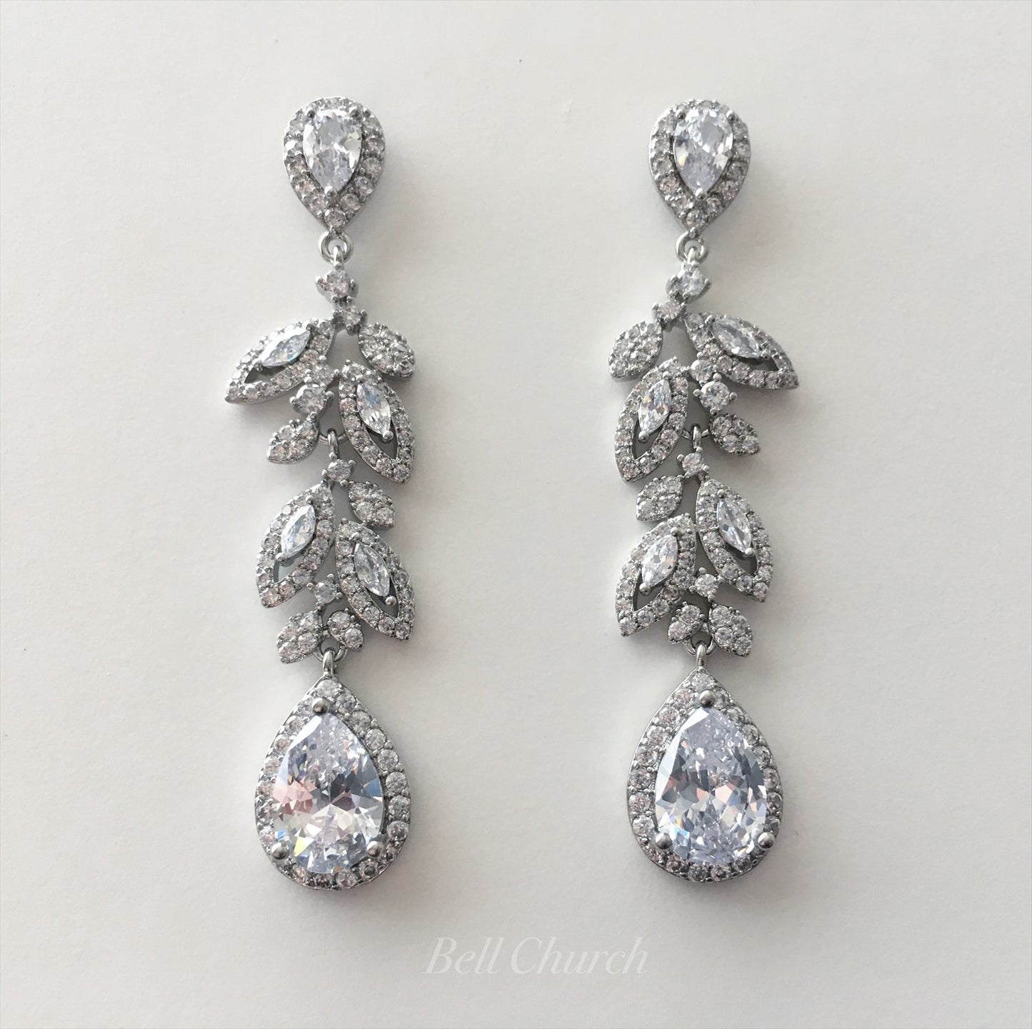 ブライダルピアス　イヤリング |キュービックジルコニア クリスタル｜シルバー (BC-E49)【結婚式　アクセサリー　ピアス　イヤリング】