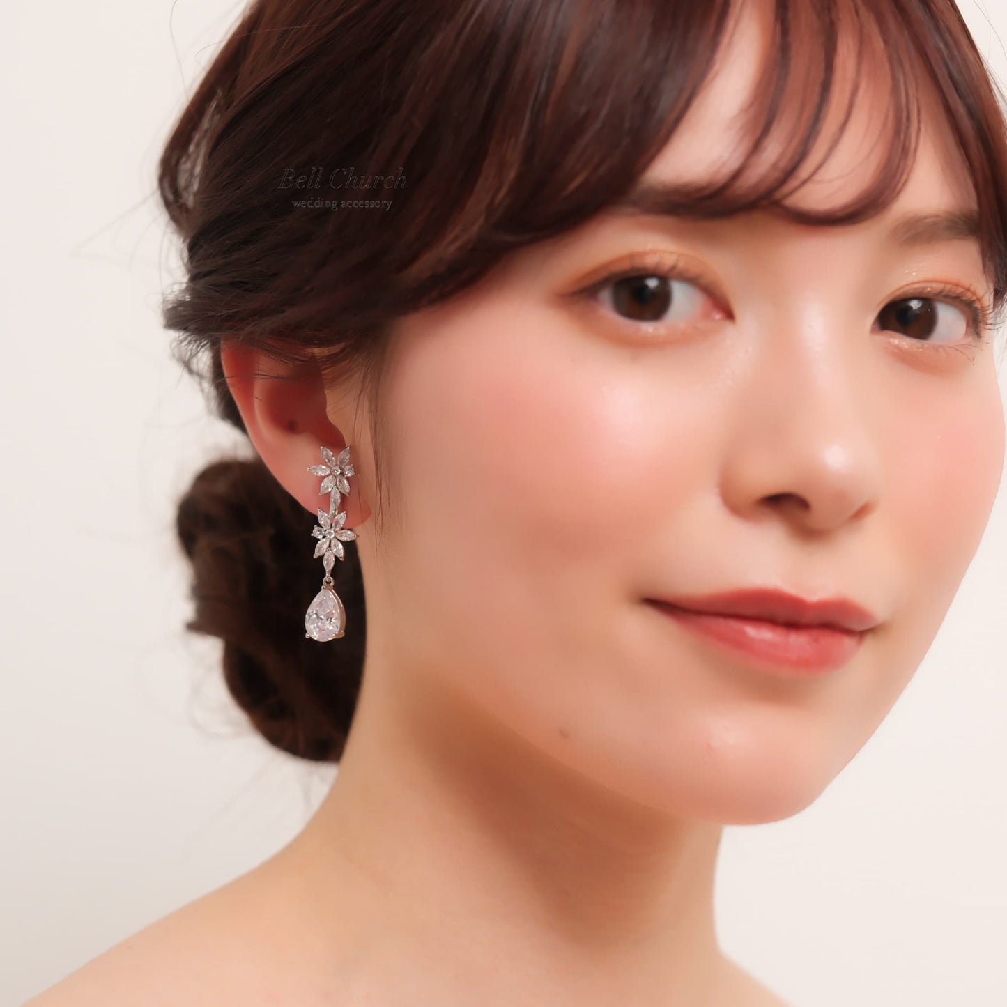ブライダルピアス　イヤリング |キュービックジルコニア クリスタル｜シルバー (BC-E50)【結婚式　アクセサリー　ピアス　イヤリング】
