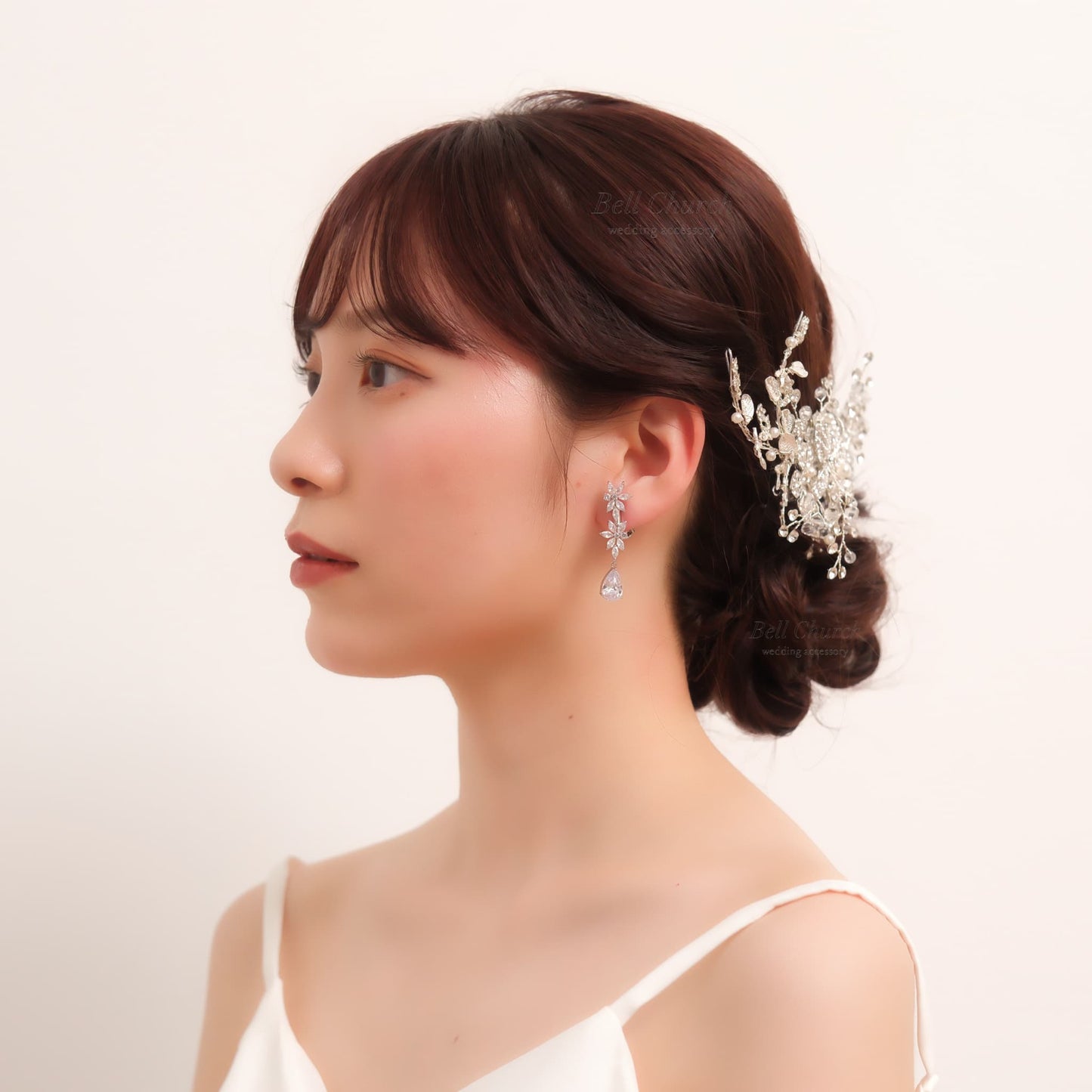 ブライダルピアス　イヤリング |キュービックジルコニア クリスタル｜シルバー (BC-E50)【結婚式　アクセサリー　ピアス　イヤリング】