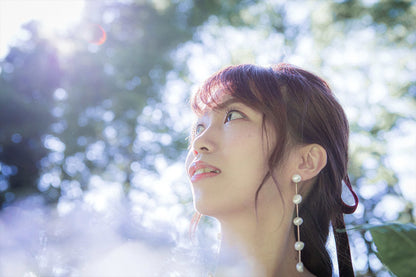 5連パールピアス　イヤリング |バロックパール (BC-E51)【結婚式　アクセサリー　ピアス　イヤリング】