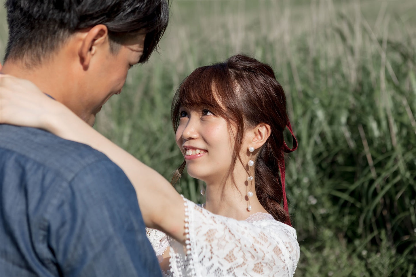 5連パールピアス　イヤリング |バロックパール (BC-E51)【結婚式　アクセサリー　ピアス　イヤリング】