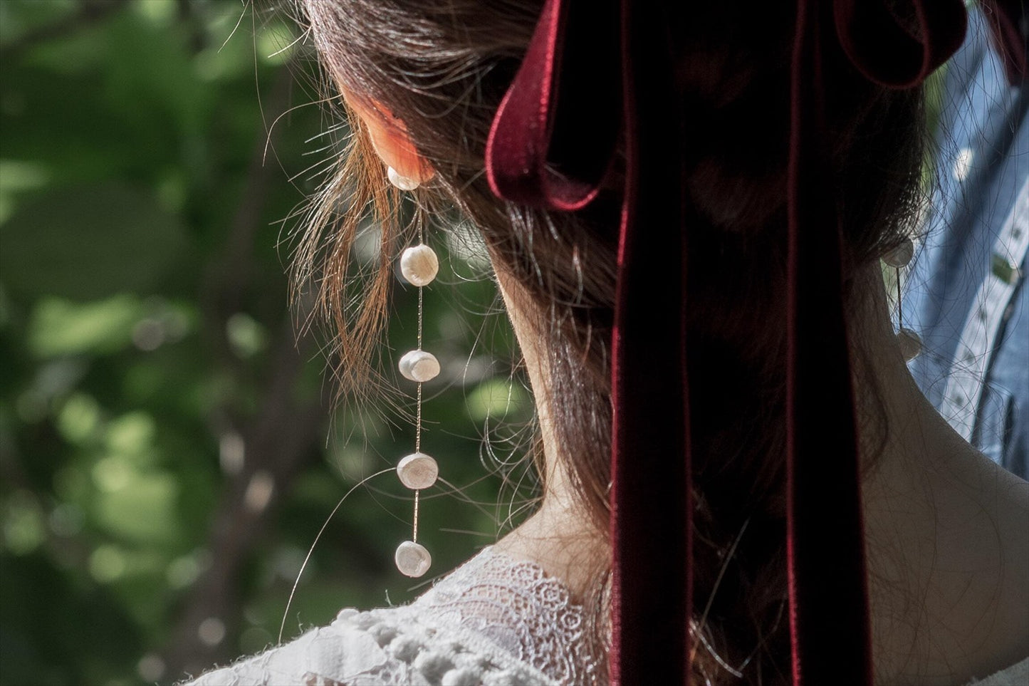 5連パールピアス　イヤリング |バロックパール (BC-E51)【結婚式　アクセサリー　ピアス　イヤリング】