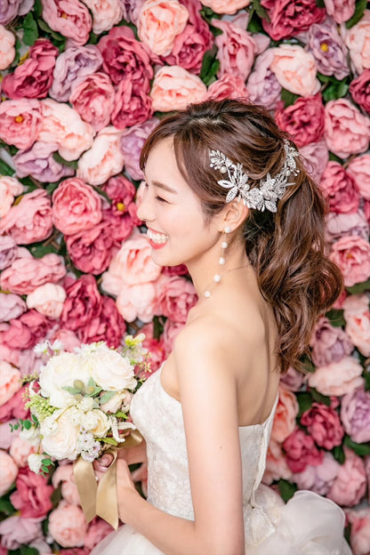 5連パールピアス　イヤリング |バロックパール (BC-E51)【結婚式　アクセサリー　ピアス　イヤリング】