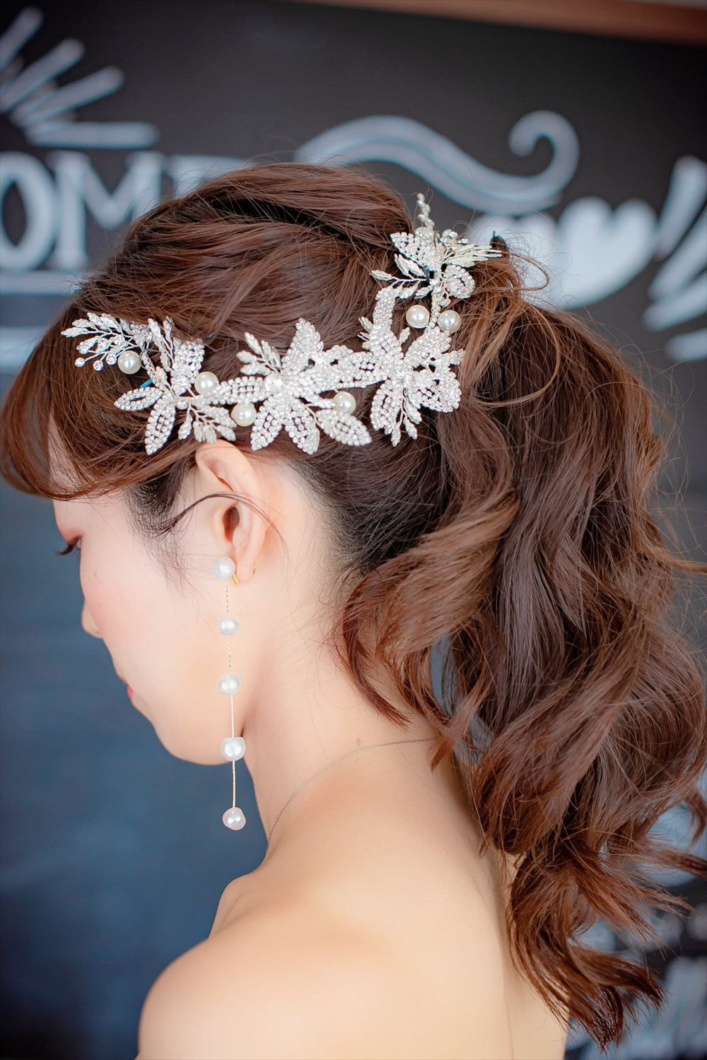 5連パールピアス　イヤリング |バロックパール (BC-E51)【結婚式　アクセサリー　ピアス　イヤリング】