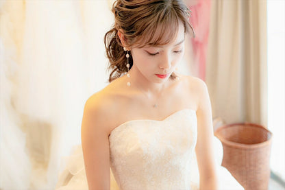 5連パールピアス　イヤリング |バロックパール (BC-E51)【結婚式　アクセサリー　ピアス　イヤリング】