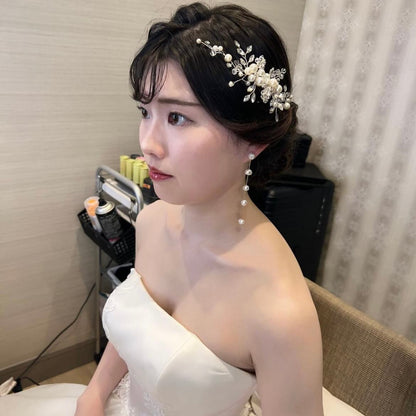 5連パールピアス　イヤリング |バロックパール (BC-E51)【結婚式　アクセサリー　ピアス　イヤリング】