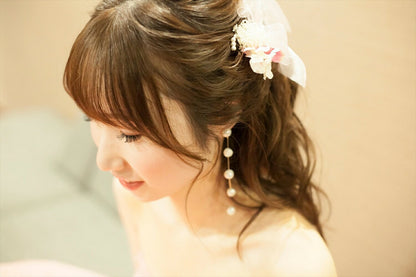 5連パールピアス　イヤリング |バロックパール (BC-E51)【結婚式　アクセサリー　ピアス　イヤリング】