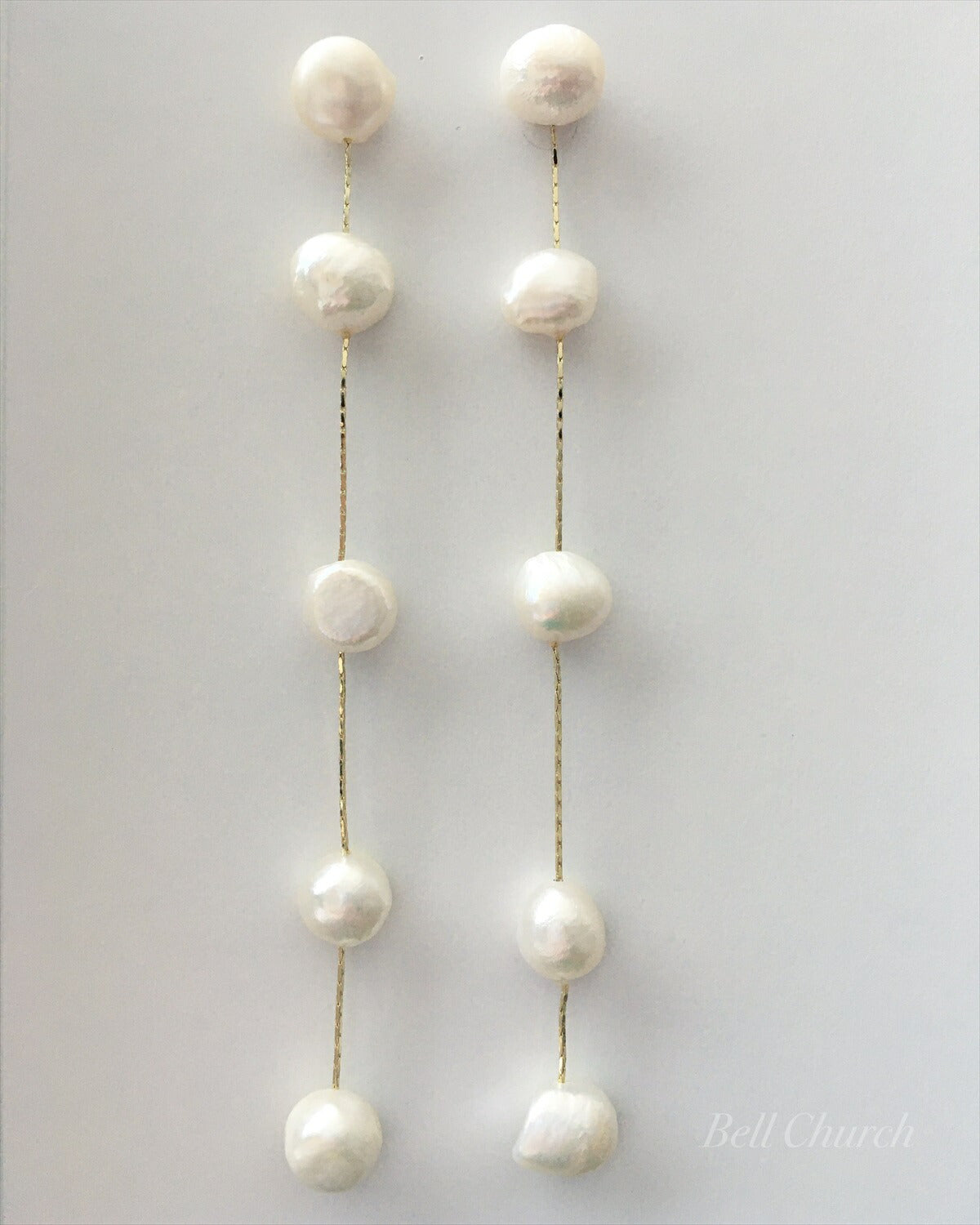 5連パールピアス　イヤリング |バロックパール (BC-E51)【結婚式　アクセサリー　ピアス　イヤリング】