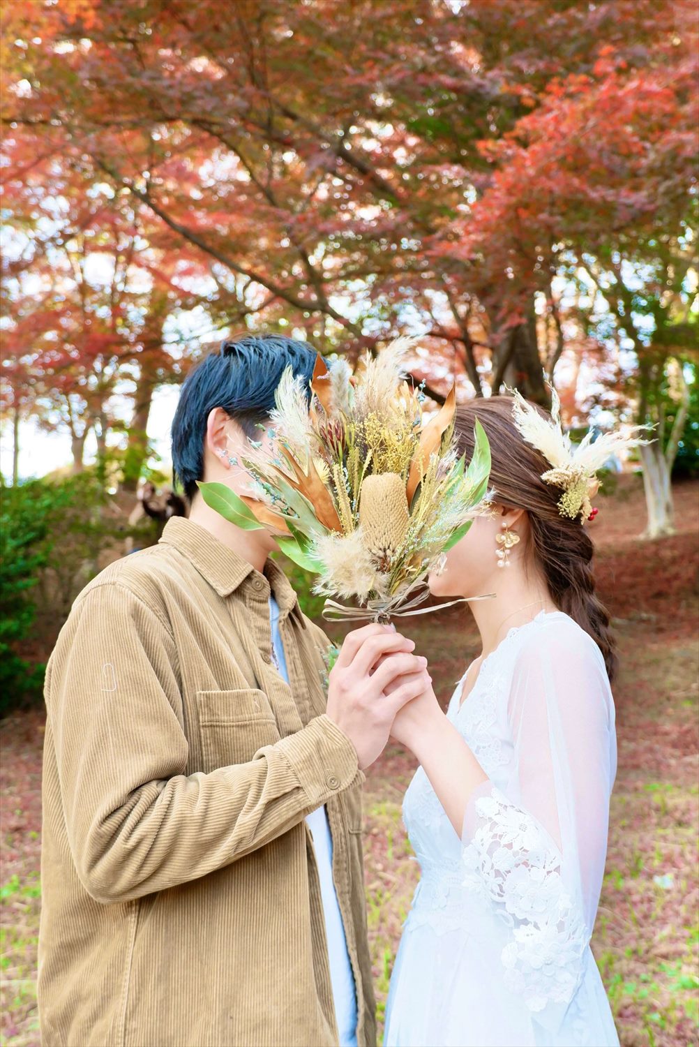 ブライダルピアス　イヤリング |お花モチーフ｜パール｜ゴールド (BC-E53)【結婚式　アクセサリー　ピアス　イヤリング】