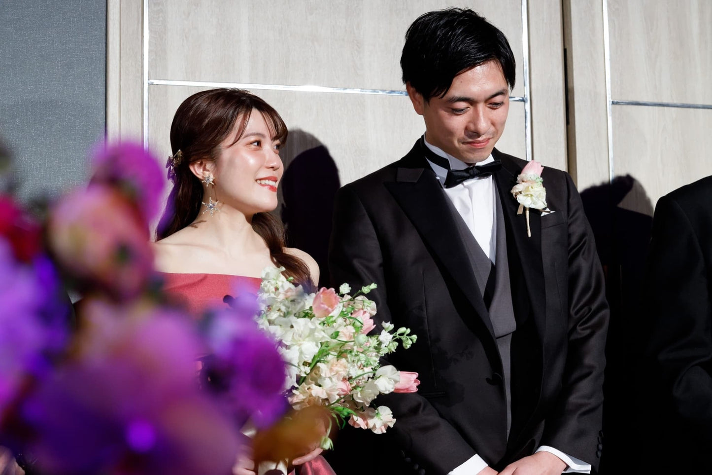 ウェディング ピアス イヤリング｜星(スター) モチーフ｜ビジュー ラインストーン｜2連 ロング｜ゴールド (BC-E54)【結婚式　アクセサリー　ピアス　イヤリング】