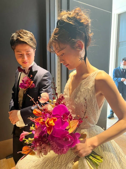 ウェディング ピアス イヤリング｜星(スター) モチーフ｜ビジュー ラインストーン｜2連 ロング｜シルバー (BC-E55)【結婚式　アクセサリー　ピアス　イヤリング】