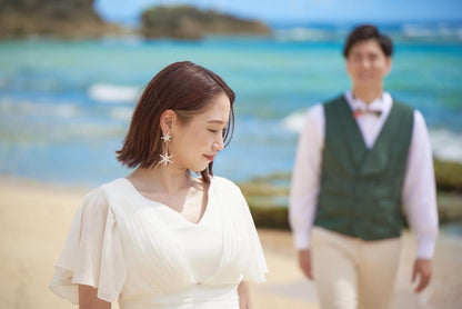 ウェディング ピアス イヤリング｜星(スター) モチーフ｜ビジュー ラインストーン｜2連 ロング｜シルバー (BC-E55)【結婚式　アクセサリー　ピアス　イヤリング】