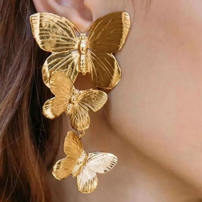 ブライダルピアス イヤリング｜バタフライモチーフ(蝶々)｜ゴールド (BC-E56)【結婚式　アクセサリー　ピアス　イヤリング】