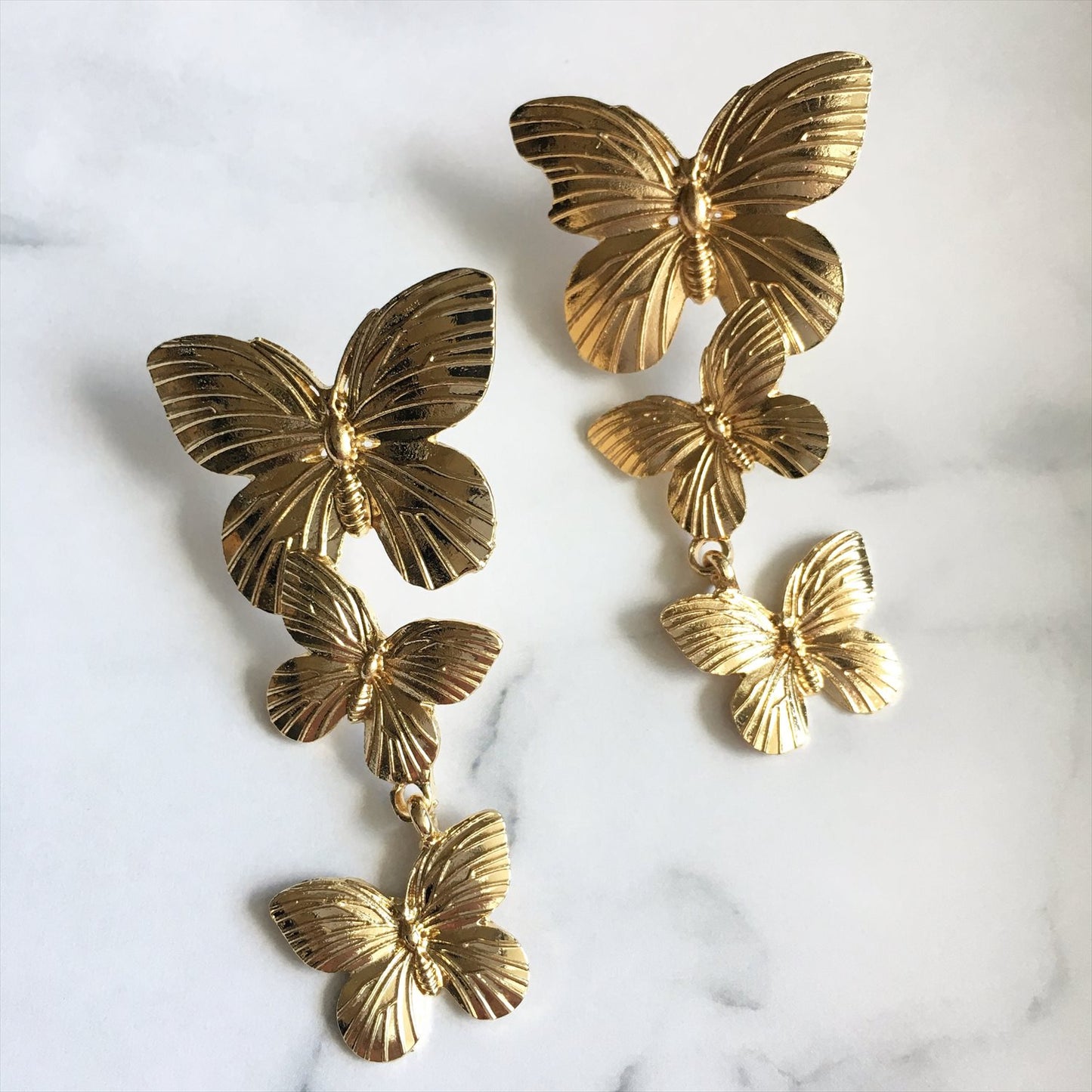 ブライダルピアス イヤリング｜バタフライモチーフ(蝶々)｜ゴールド (BC-E56)【結婚式　アクセサリー　ピアス　イヤリング】