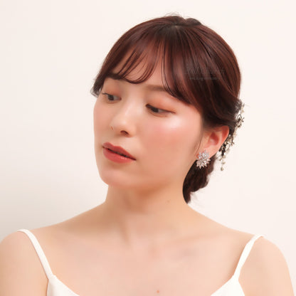 ブライダルピアス　イヤリング |キュービックジルコニア クリスタル｜シルバー (BC-E57)【結婚式　アクセサリー　ピアス　イヤリング】