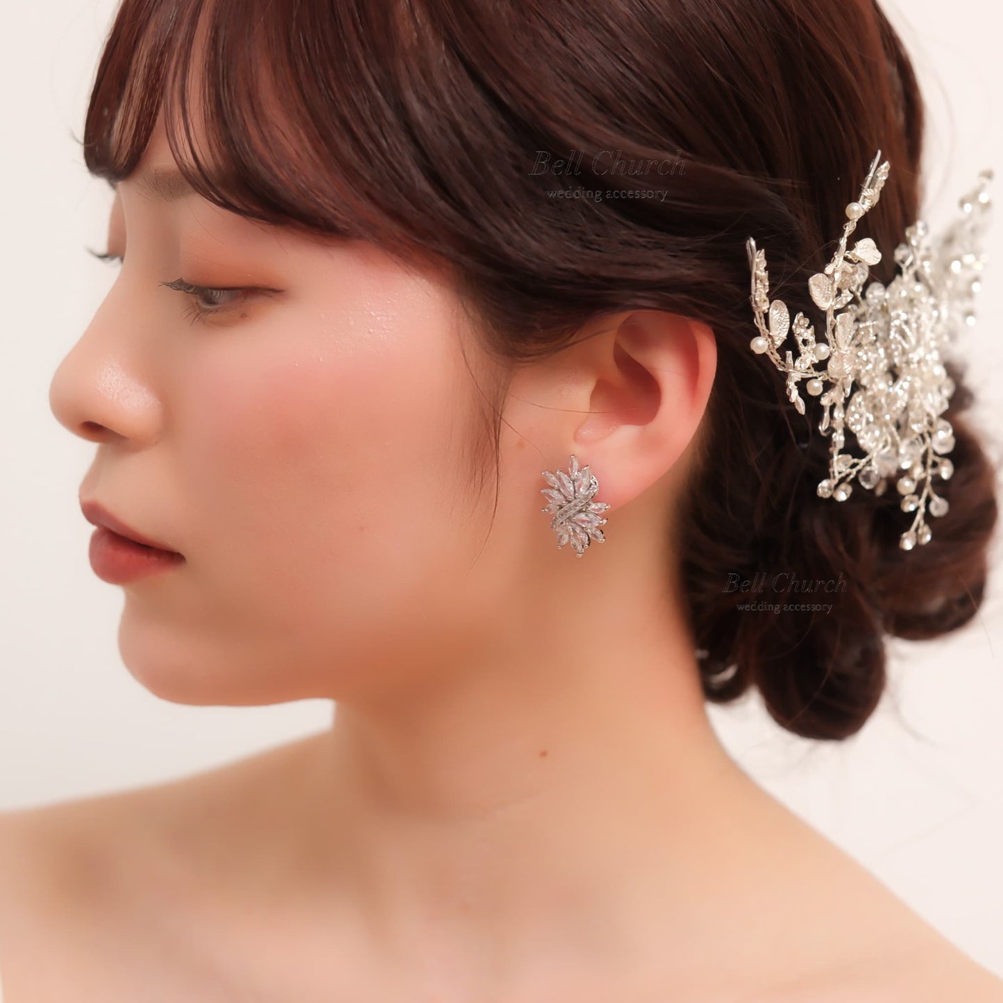 ブライダルピアス　イヤリング |キュービックジルコニア クリスタル｜シルバー (BC-E57)【結婚式　アクセサリー　ピアス　イヤリング】